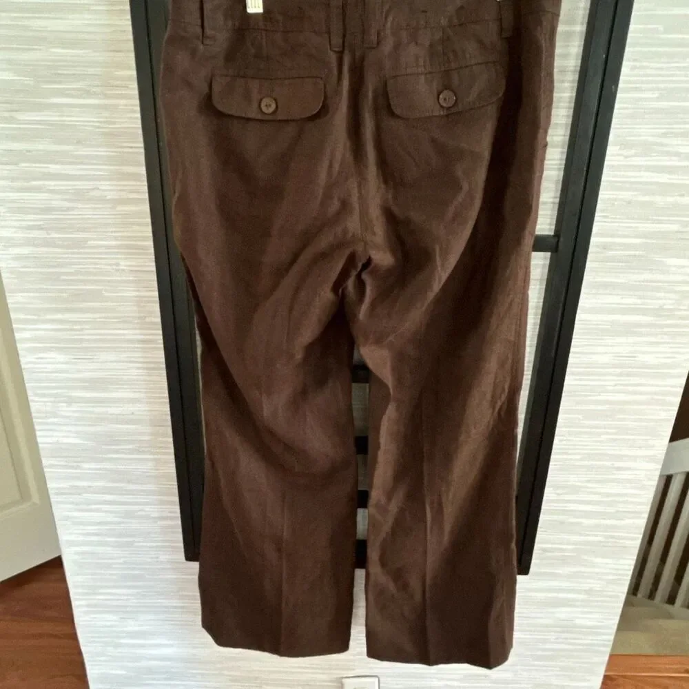 Banana republic 100% organic linen vintage Y2K wide leg pants trousers size 8 ch